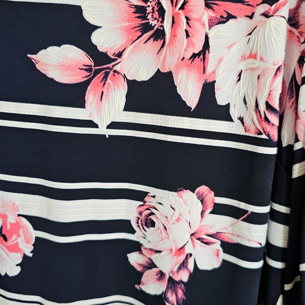 Jessica Howard Black White Striped Dress with Pink Floral Print - Picture 4 of 9